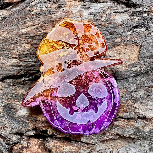 Pumpkin witch hat tag