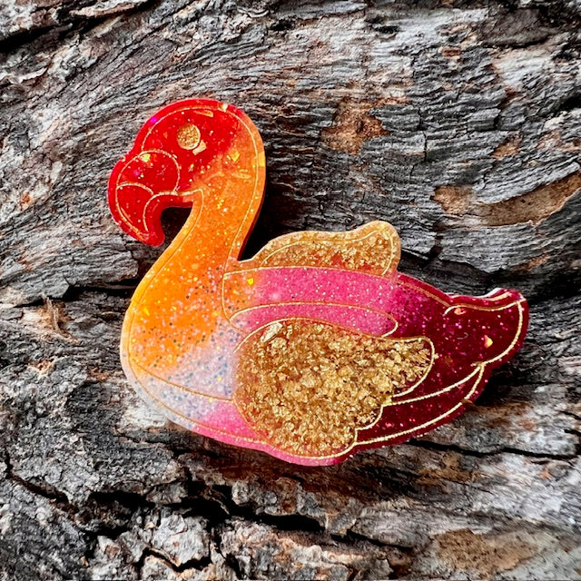 Flamingo floatie tag