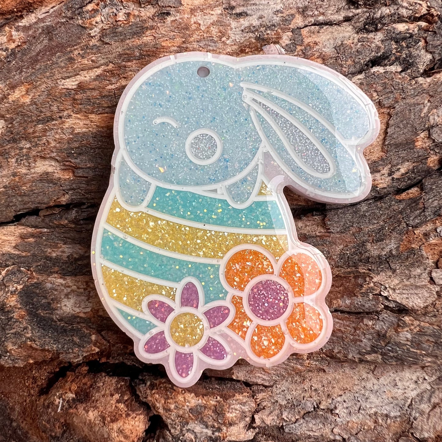 Easter egg flower bunny tag