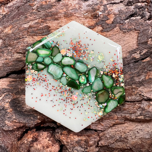 Gemstone tag - hexagon large