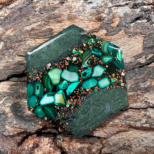 Gemstone tag - hexagon large