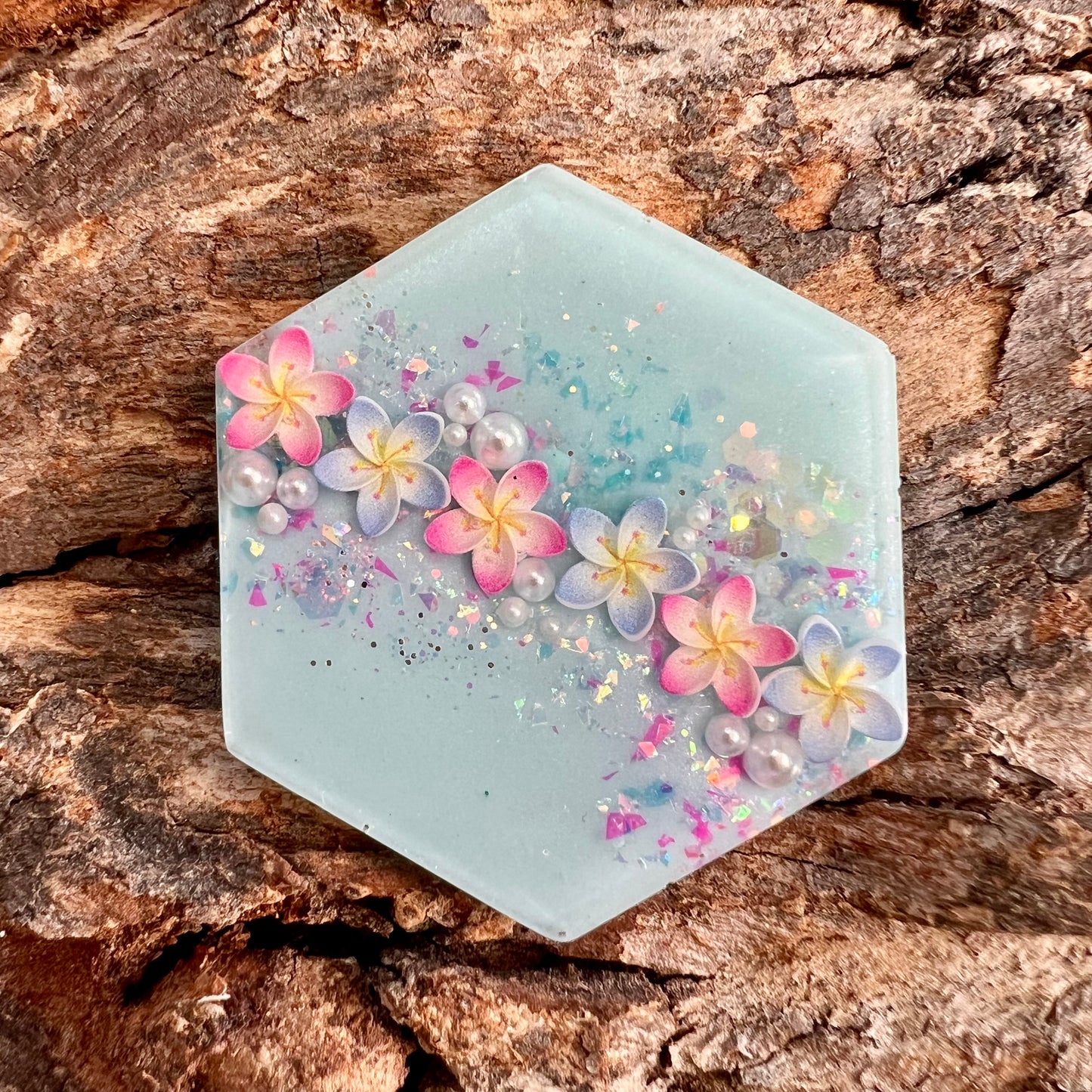 Pastel Blossoms - hexagon large