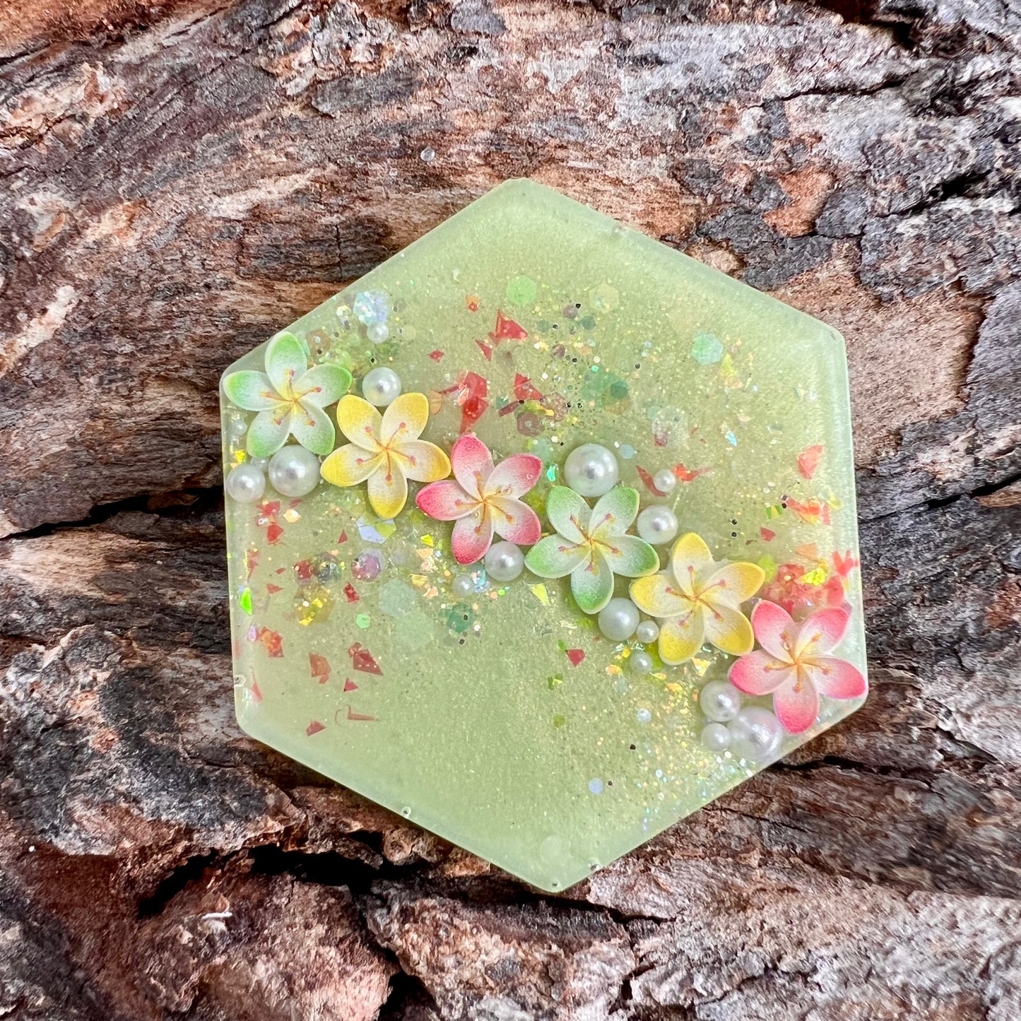 Pastel Blossoms - hexagon large