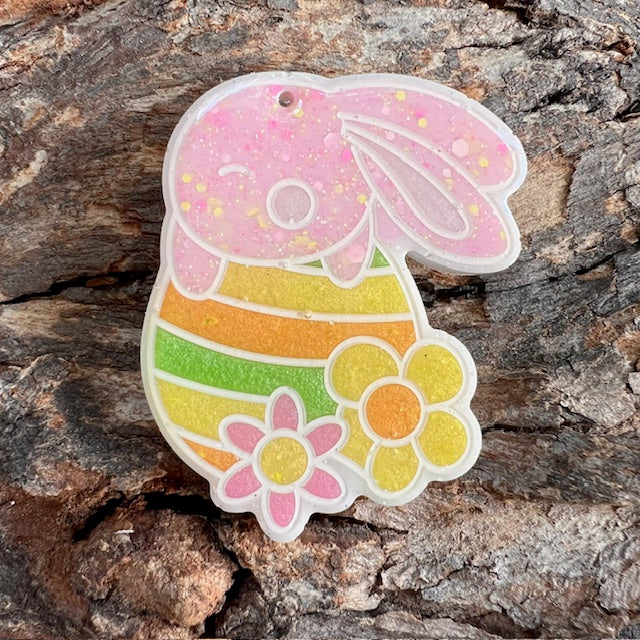 Easter egg flower bunny tag