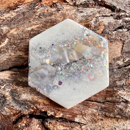 Gemstone tag - hexagon large