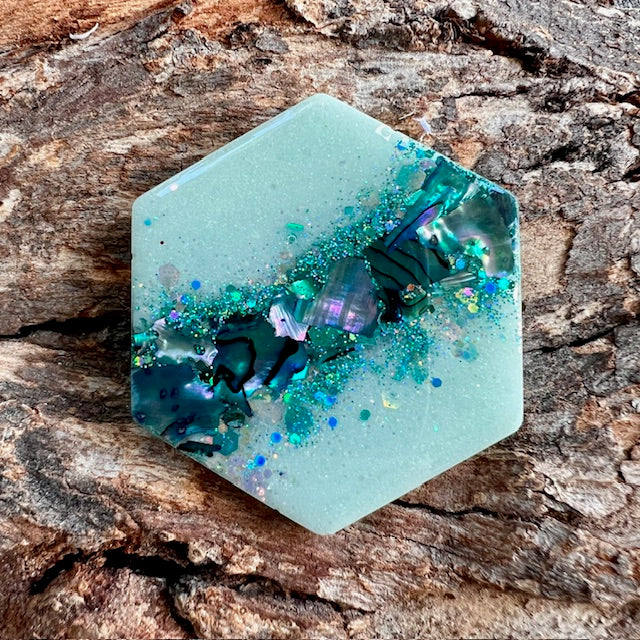 Gemstone tag - hexagon large