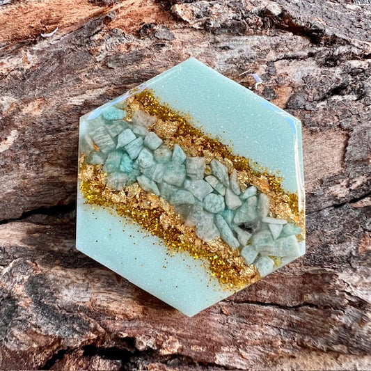 Gemstone tag - hexagon large