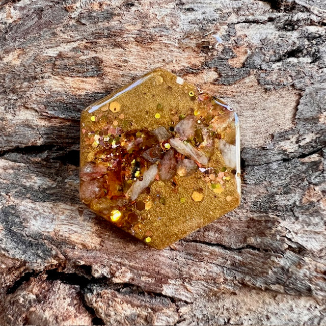 Gemstone tag - hexagon small