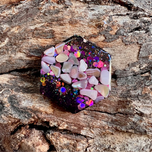Gemstone tag - hexagon small