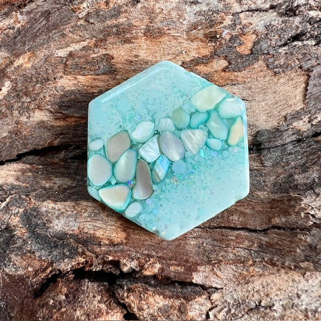 Gemstone tag - hexagon small
