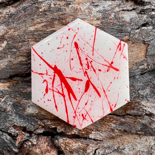 Blood splatter hexagon tag large