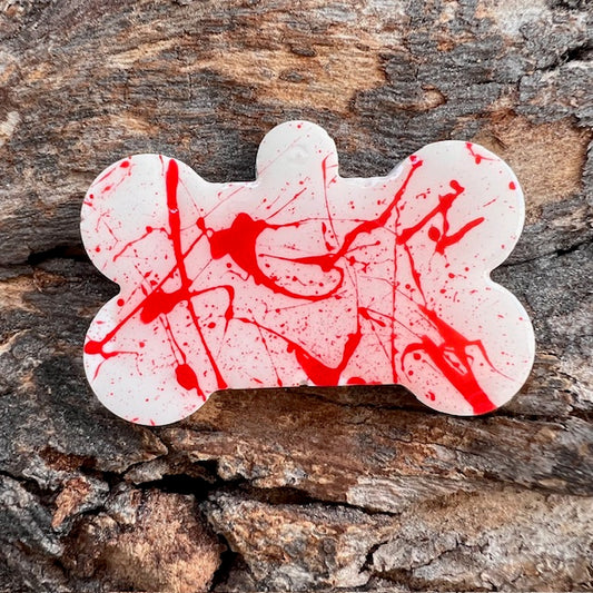 Blood splatter bone tag large