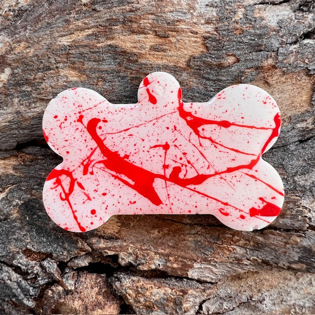 Blood splatter bone tag large