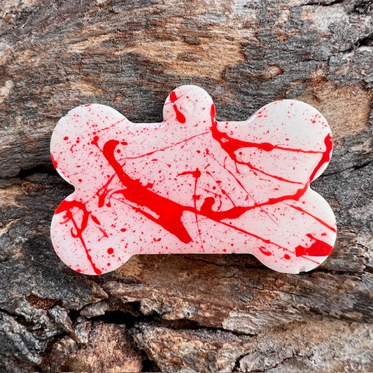 Blood splatter bone tag large