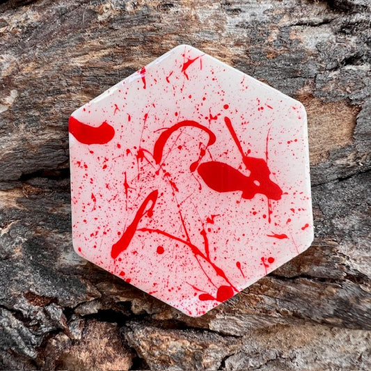 Blood splatter hexagon tag large