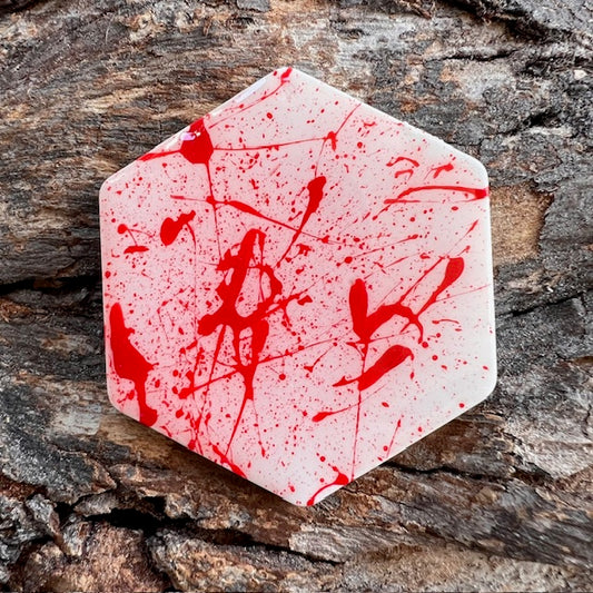 Blood splatter hexagon tag large