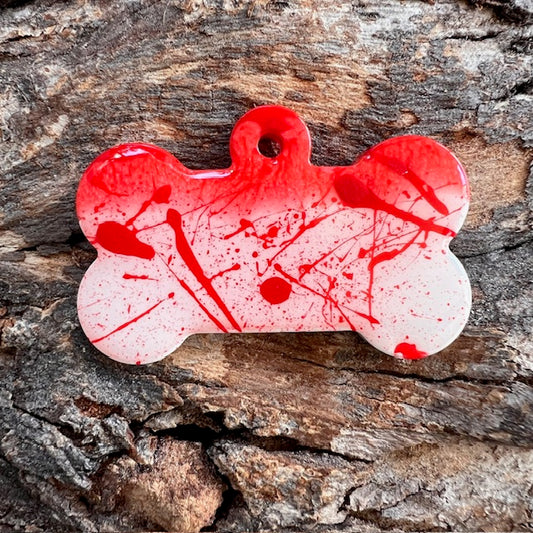 Blood splatter bone tag large