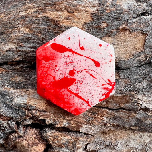 Blood splatter hexagon tag small