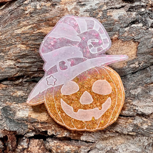 Pumpkin witch hat tag