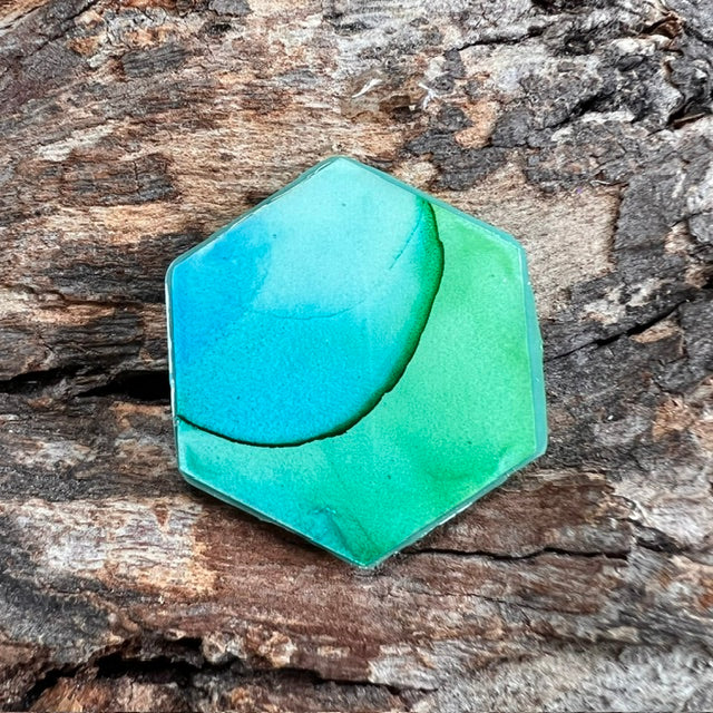 Fluid Art tag - hexagon small