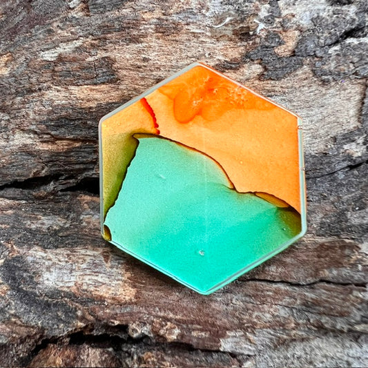Fluid Art tag - hexagon small