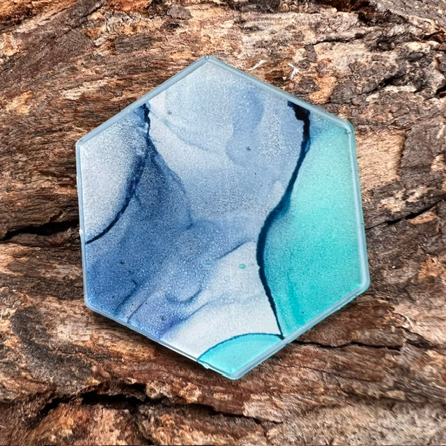 Fluid Art tag - hexagon large