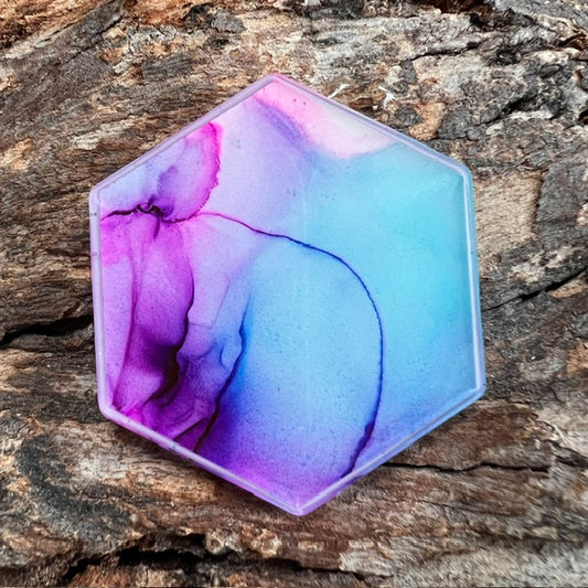 Fluid Art tag - hexagon large