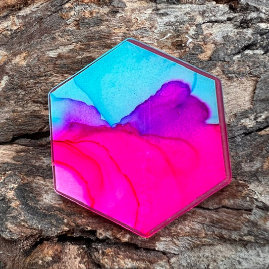 Fluid Art tag - hexagon large