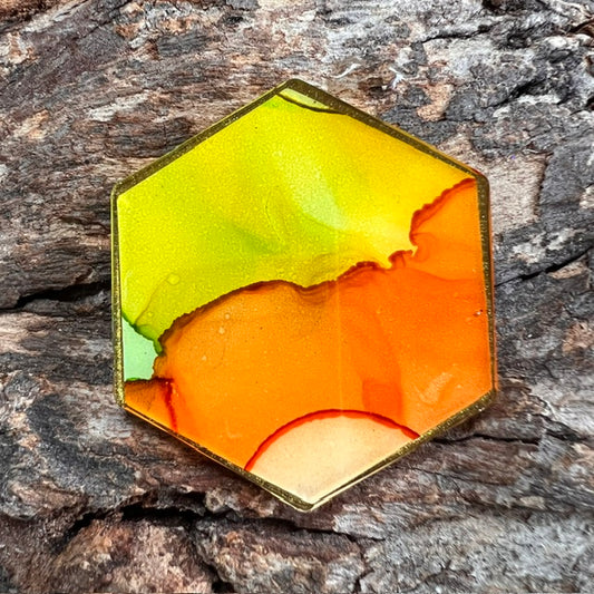 Fluid Art tag - hexagon large