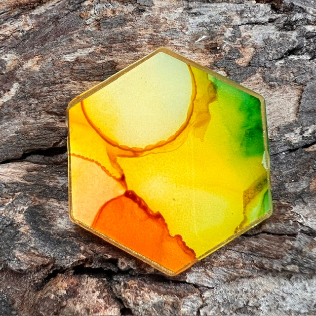 Fluid Art tag - hexagon large