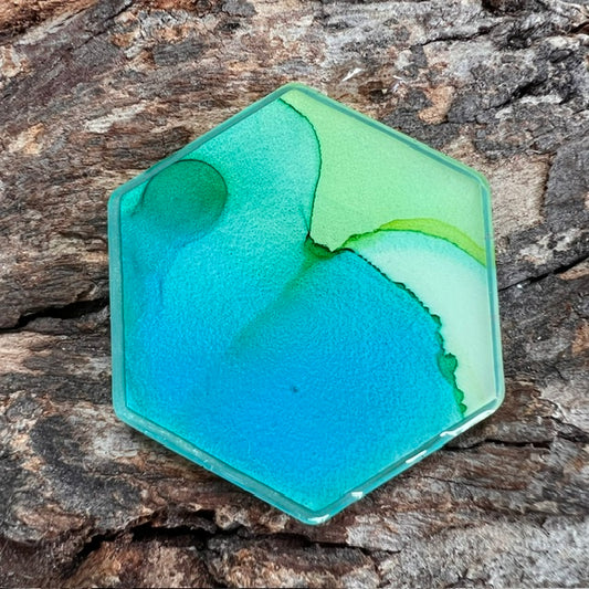 Fluid Art tag - hexagon large