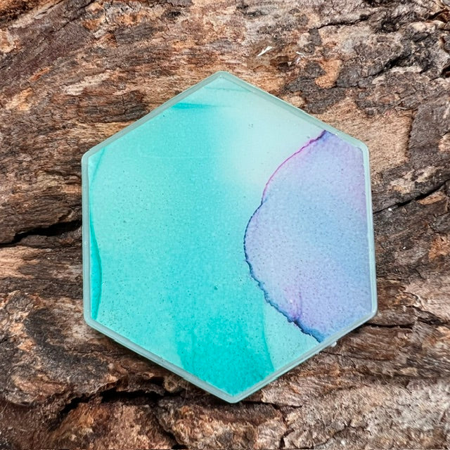 Fluid Art tag - hexagon large