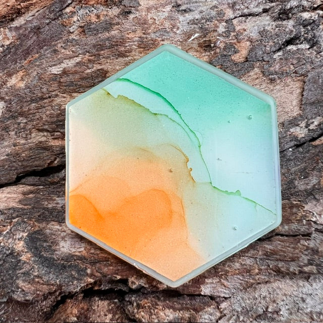 Fluid Art tag - hexagon large