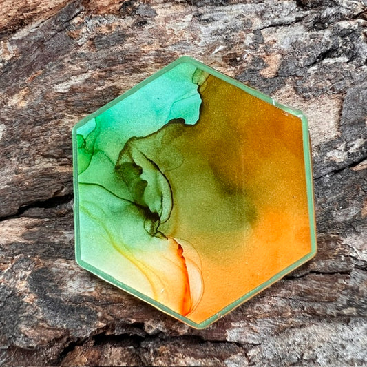 Fluid Art tag - hexagon large
