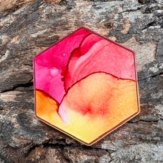 Fluid Art tag - hexagon large