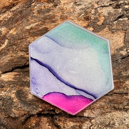 Fluid Art tag - hexagon large