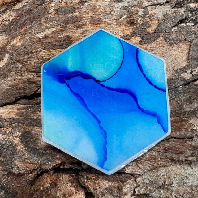 Fluid Art tag - hexagon large
