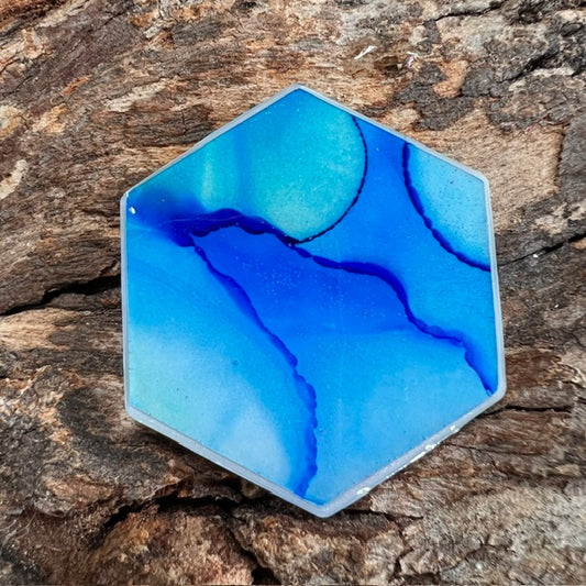 Fluid Art tag - hexagon large