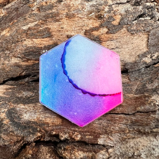 Fluid Art tag - hexagon small