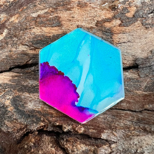 Fluid Art tag - hexagon small