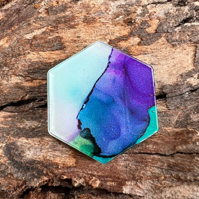Fluid Art tag - hexagon small