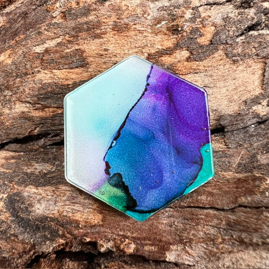 Fluid Art tag - hexagon small