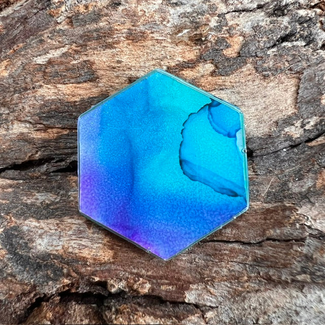 Fluid Art tag - hexagon small
