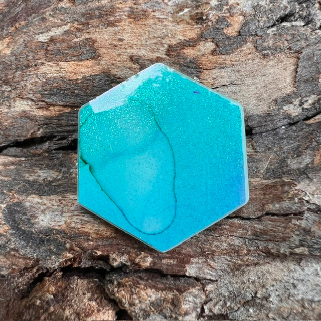 Fluid Art tag - hexagon small