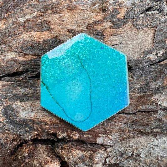 Fluid Art tag - hexagon small