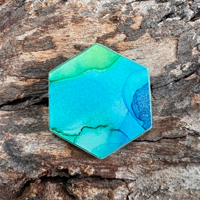 Fluid Art tag - hexagon small