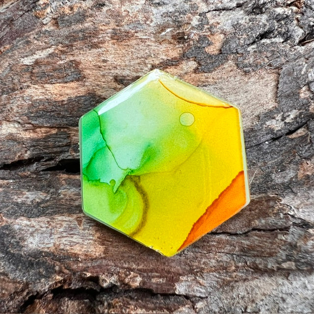 Fluid Art tag - hexagon small