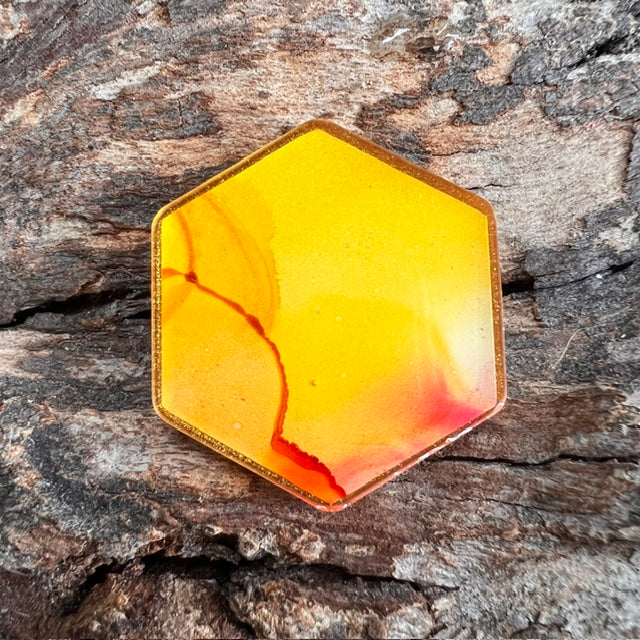 Fluid Art tag - hexagon small