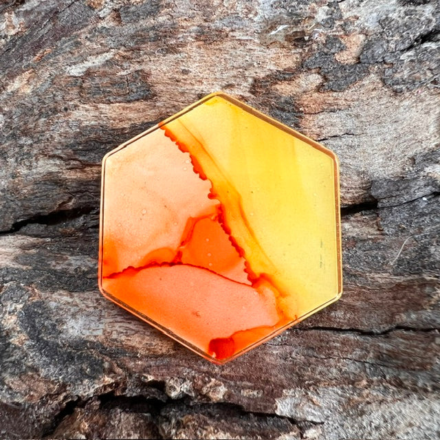 Fluid Art tag - hexagon small