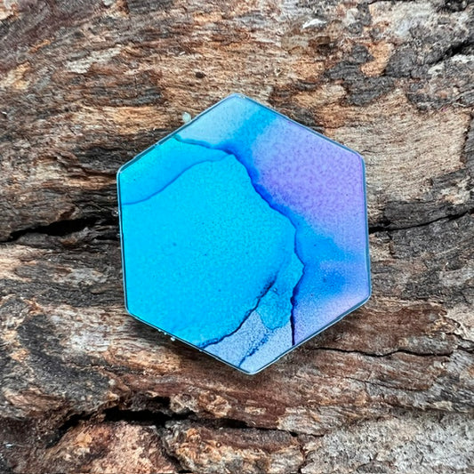 Fluid Art tag - hexagon small